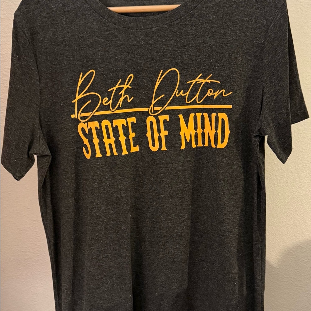 Gray Graphic Tee with Yellow Print